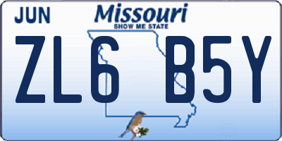MO license plate ZL6B5Y