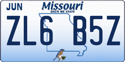 MO license plate ZL6B5Z
