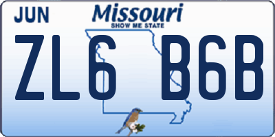 MO license plate ZL6B6B