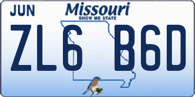 MO license plate ZL6B6D