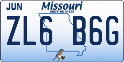 MO license plate ZL6B6G