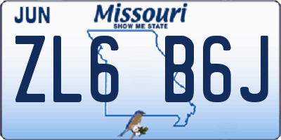 MO license plate ZL6B6J