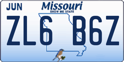 MO license plate ZL6B6Z