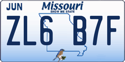 MO license plate ZL6B7F