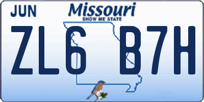 MO license plate ZL6B7H