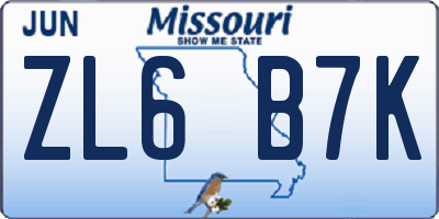 MO license plate ZL6B7K