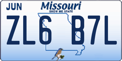 MO license plate ZL6B7L