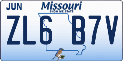 MO license plate ZL6B7V