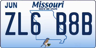 MO license plate ZL6B8B