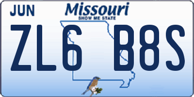 MO license plate ZL6B8S