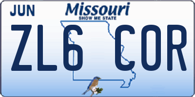 MO license plate ZL6C0R