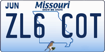 MO license plate ZL6C0T
