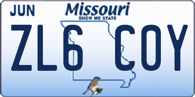 MO license plate ZL6C0Y