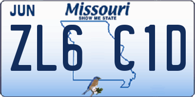 MO license plate ZL6C1D
