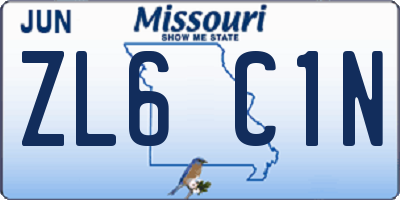 MO license plate ZL6C1N