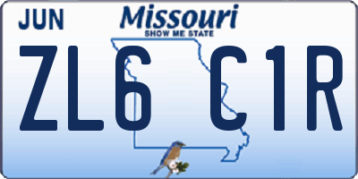 MO license plate ZL6C1R