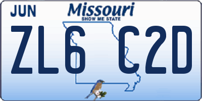 MO license plate ZL6C2D