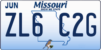MO license plate ZL6C2G