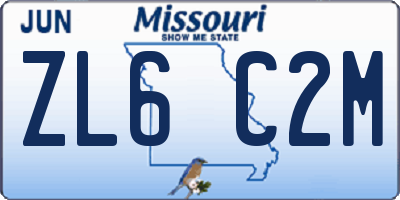 MO license plate ZL6C2M