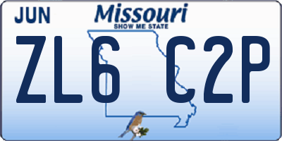 MO license plate ZL6C2P