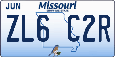 MO license plate ZL6C2R