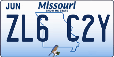 MO license plate ZL6C2Y