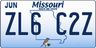 MO license plate ZL6C2Z