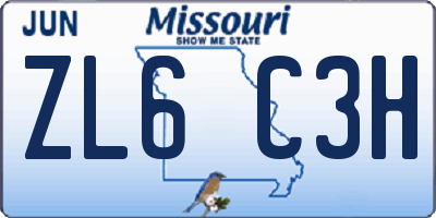 MO license plate ZL6C3H
