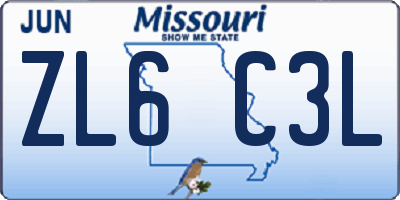 MO license plate ZL6C3L