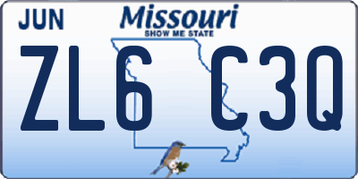 MO license plate ZL6C3Q