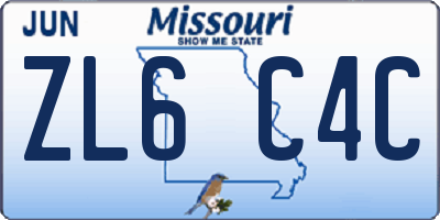 MO license plate ZL6C4C
