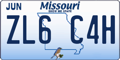 MO license plate ZL6C4H