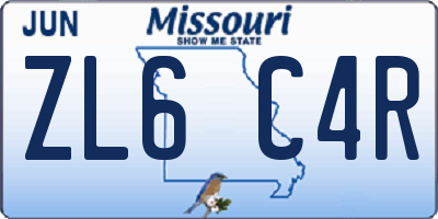 MO license plate ZL6C4R
