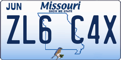 MO license plate ZL6C4X