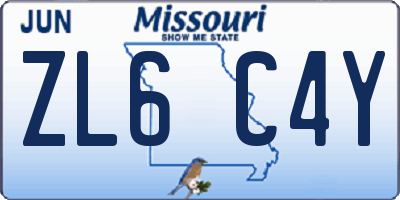 MO license plate ZL6C4Y