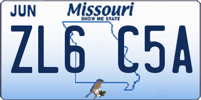 MO license plate ZL6C5A