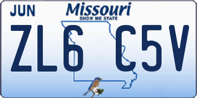 MO license plate ZL6C5V