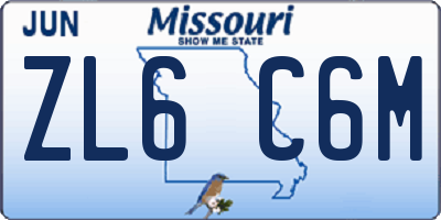 MO license plate ZL6C6M
