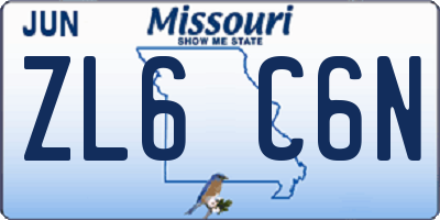 MO license plate ZL6C6N