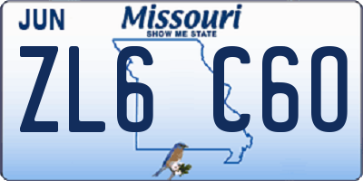MO license plate ZL6C6O