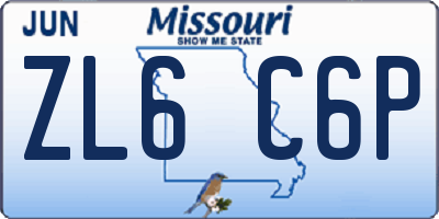 MO license plate ZL6C6P