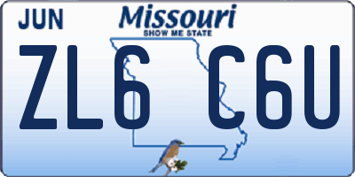 MO license plate ZL6C6U