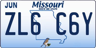 MO license plate ZL6C6Y