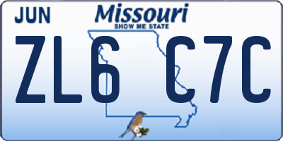 MO license plate ZL6C7C