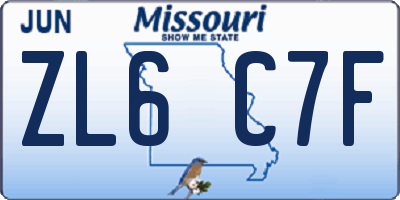 MO license plate ZL6C7F