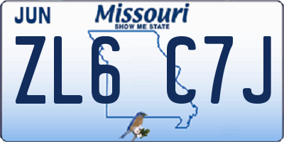 MO license plate ZL6C7J