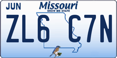 MO license plate ZL6C7N