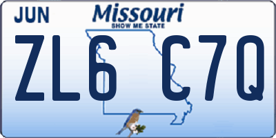 MO license plate ZL6C7Q