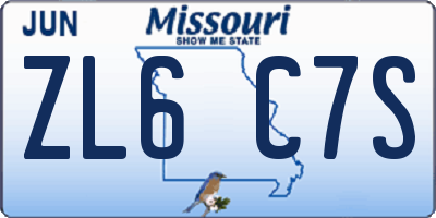 MO license plate ZL6C7S