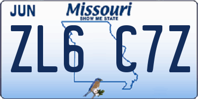 MO license plate ZL6C7Z